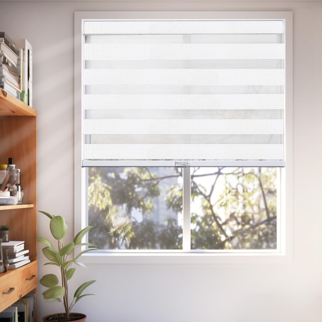 CHICOLOGY 68x72 Zebra Blinds, Roller Window Shades, Blinds for Windows, Roller Shades for Windows, Window Shades for Home, Window Shades, Pull Down Shades for Windows, 68" W X 72" H, Basic Arctic - Retail $104