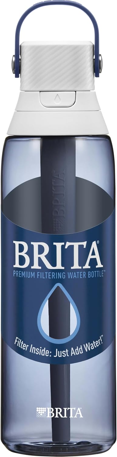 Brita Hard-Sided Plastic Premium Filtering Water Bottle, BPA-Free, Reusable, Replaces 300 Plastic Water Bottles, Filter Lasts 2 Months or 40 Gallons, Includes 1 Filter, Night Sky - 26 oz.