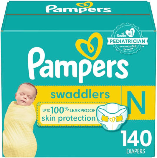Pampers Baby Diapers - Swaddlers - Size 0, 140 Count, Ultra Absorbent Disposable Newborn Diaper - Retail $45
