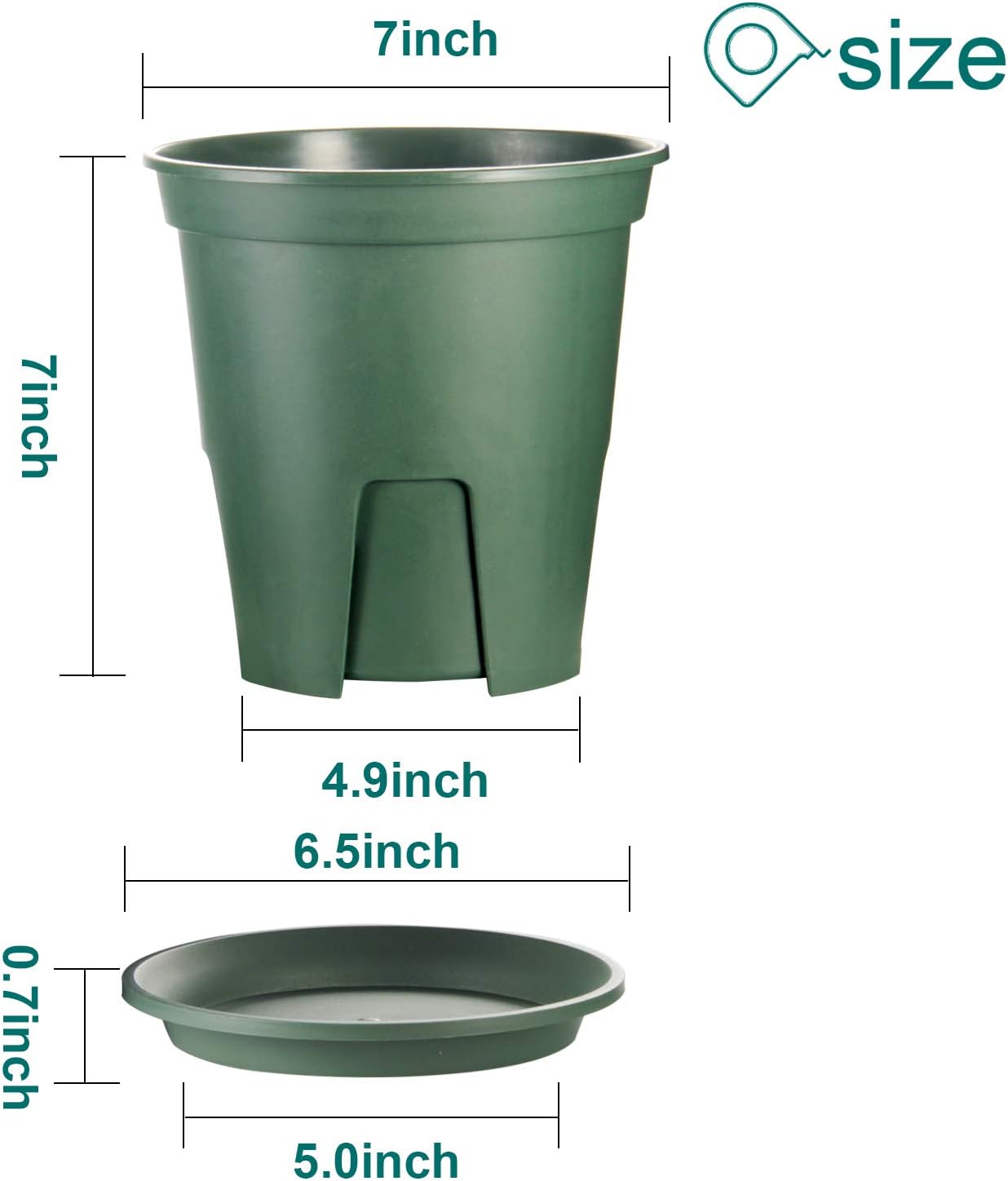 EHWINE Plant Pots, 12 Pack 7 Inch Plastic Planters for Indoor Plants with Drainage Hole and Tray, Flower Nursery Pot Indoor Plant pots for Patio Garden Home Office Flowers Succulents