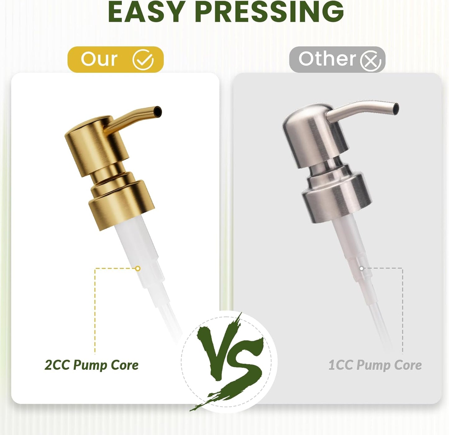 AmazerBath Soap Dispenser, 2 Pack Glass Soap Dispenser with Pump Stainless Steel, 17OZ