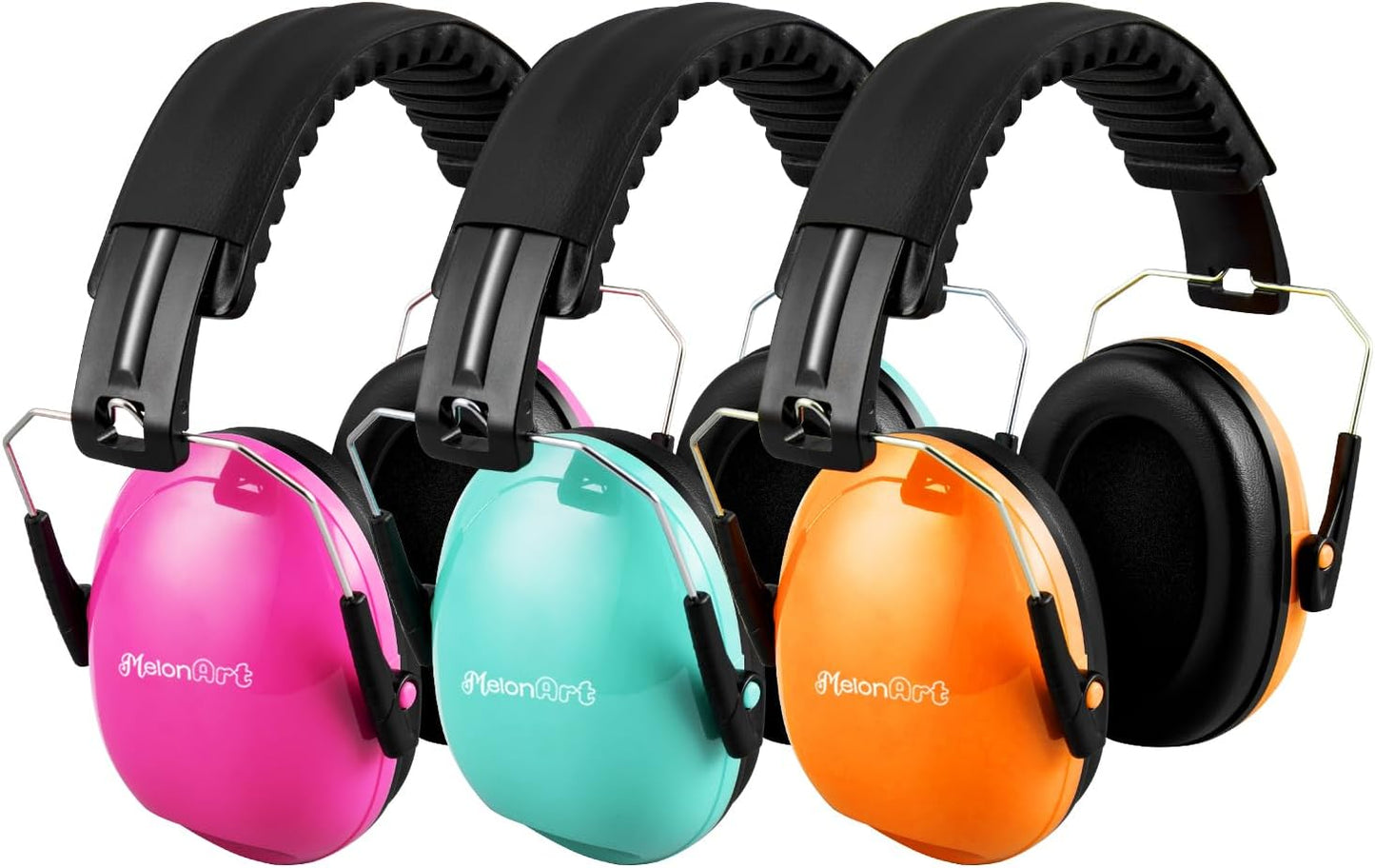 MelonArt Kids Ear Protection Earmuff Headphones for Noise Reduction (Mint & Pink & Orange)