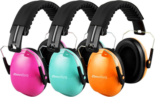 MelonArt Kids Ear Protection Earmuff Headphones for Noise Reduction (Mint & Pink & Orange)