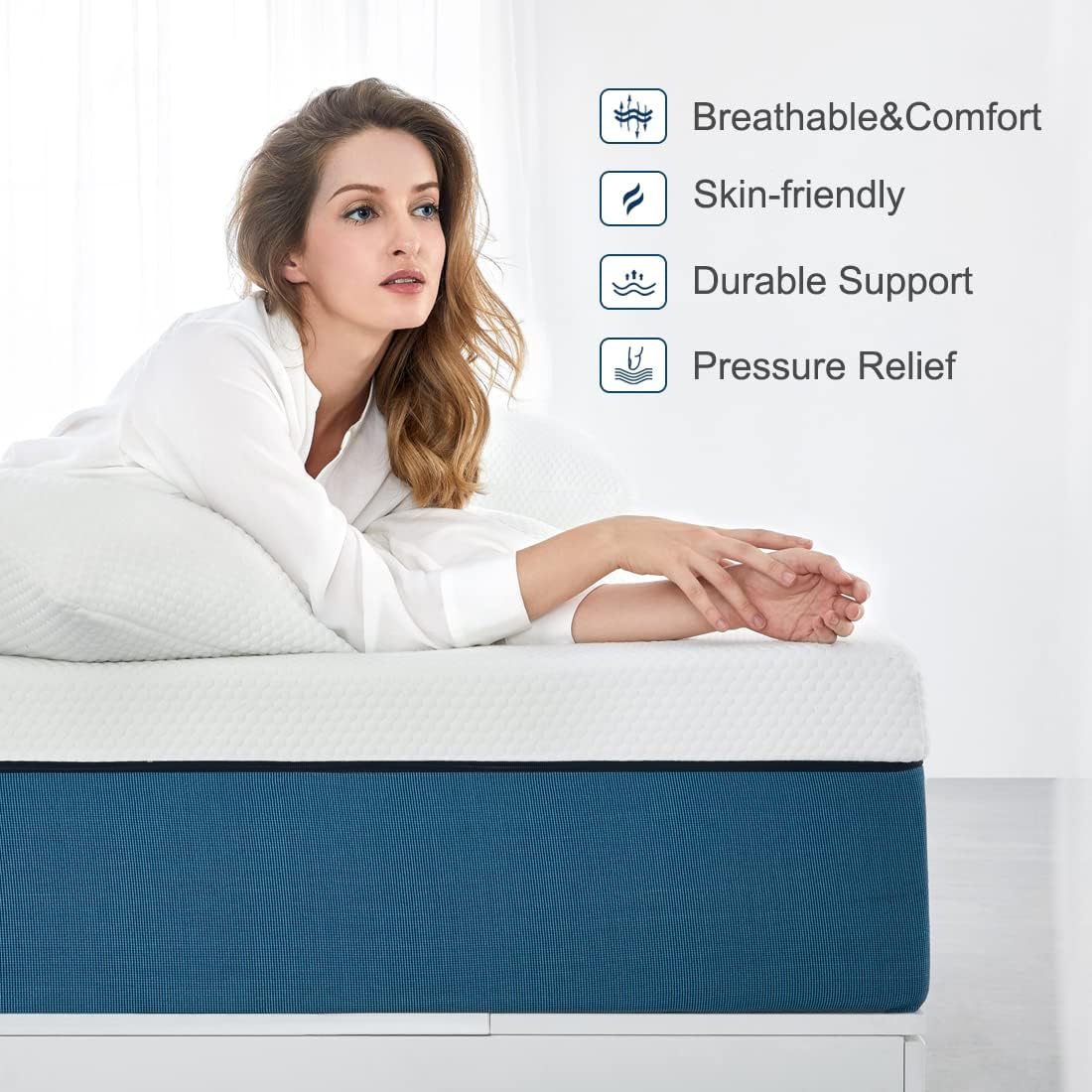 NEW - Molblly Queen Size Mattress, 12 inch Cooling-Gel Memory Foam Mattress in a Box, Fiberglass Free,Breathable Bed Mattress for Cooler Sleep Supportive & Pressure Reliefï¼Œ 60" X 80" X 12" - Retail $289