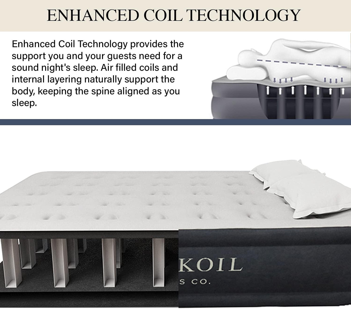 NEW - King Koil Luxury California King Size Air Mattress with Built-in High-Speed Pump Best for Home, Camping & Guests, 20" Double High Airbed Adjustable Blow Up Mattress, Waterproof
