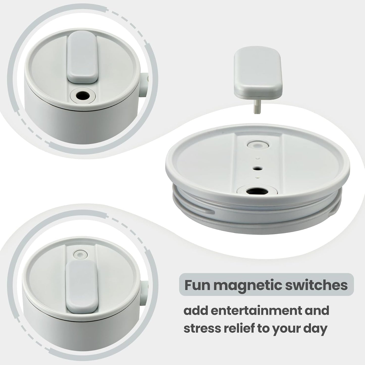 40 oz Tumbler with Handle and Magnetic Straws Lid, Stainless Steel Insulated cups 100% Leakproof Travel Coffee Mug, Grey