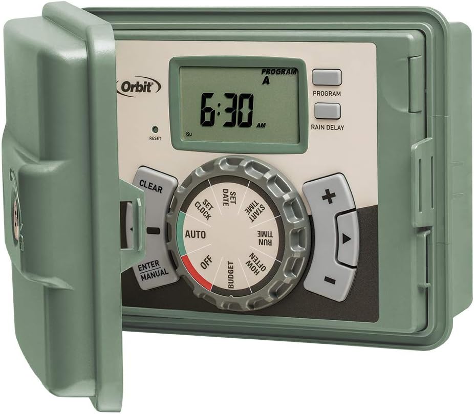 NEW - Orbit 57896 6-Station Outdoor Swing Panel Sprinkler System Timer, Green - Retail $49