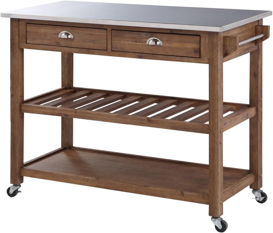 NEW - Boraam Sonoma Kitchen Cart, Barnwood Wire-Brush - Retail $245