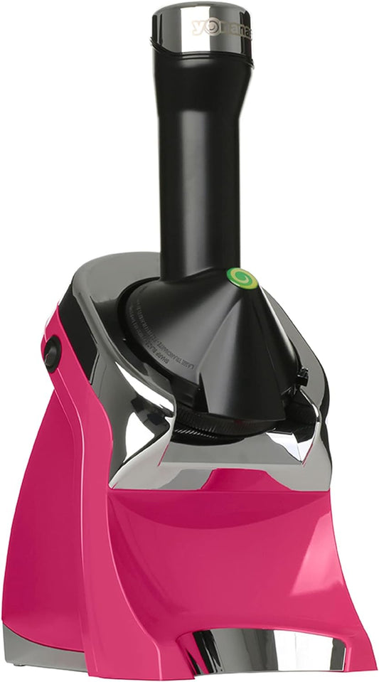 NEW - Yonanas 988HP Deluxe Vegan Non-Dairy Frozen Fruit Soft Serve Dessert Maker, BPA Free, Includes 75 Recipes, 200 Watts, Pink - Retail $59