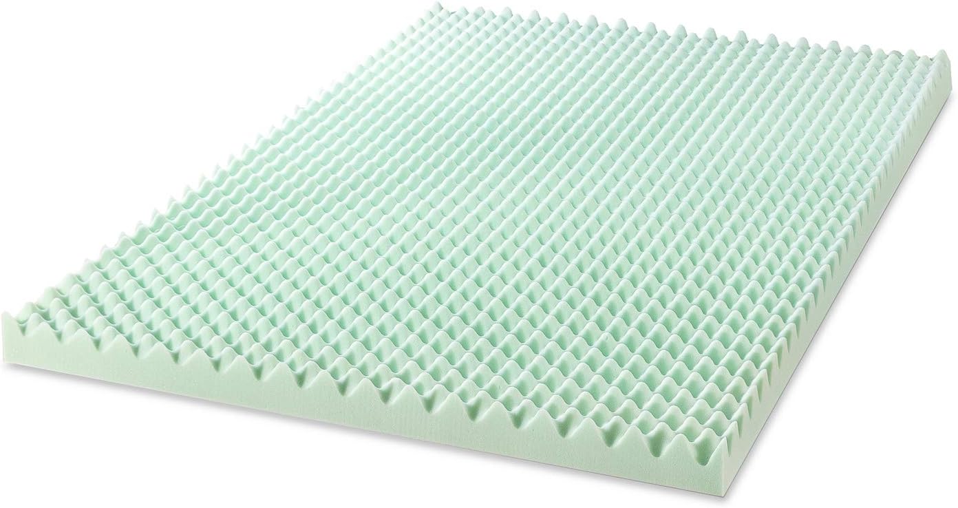 NEW - Best Price Mattress 4 Inch Egg Crate Memory Foam Mattress Topper with Calming Aloe Infusion, CertiPUR-US Certified, Full, Green - Retail $96