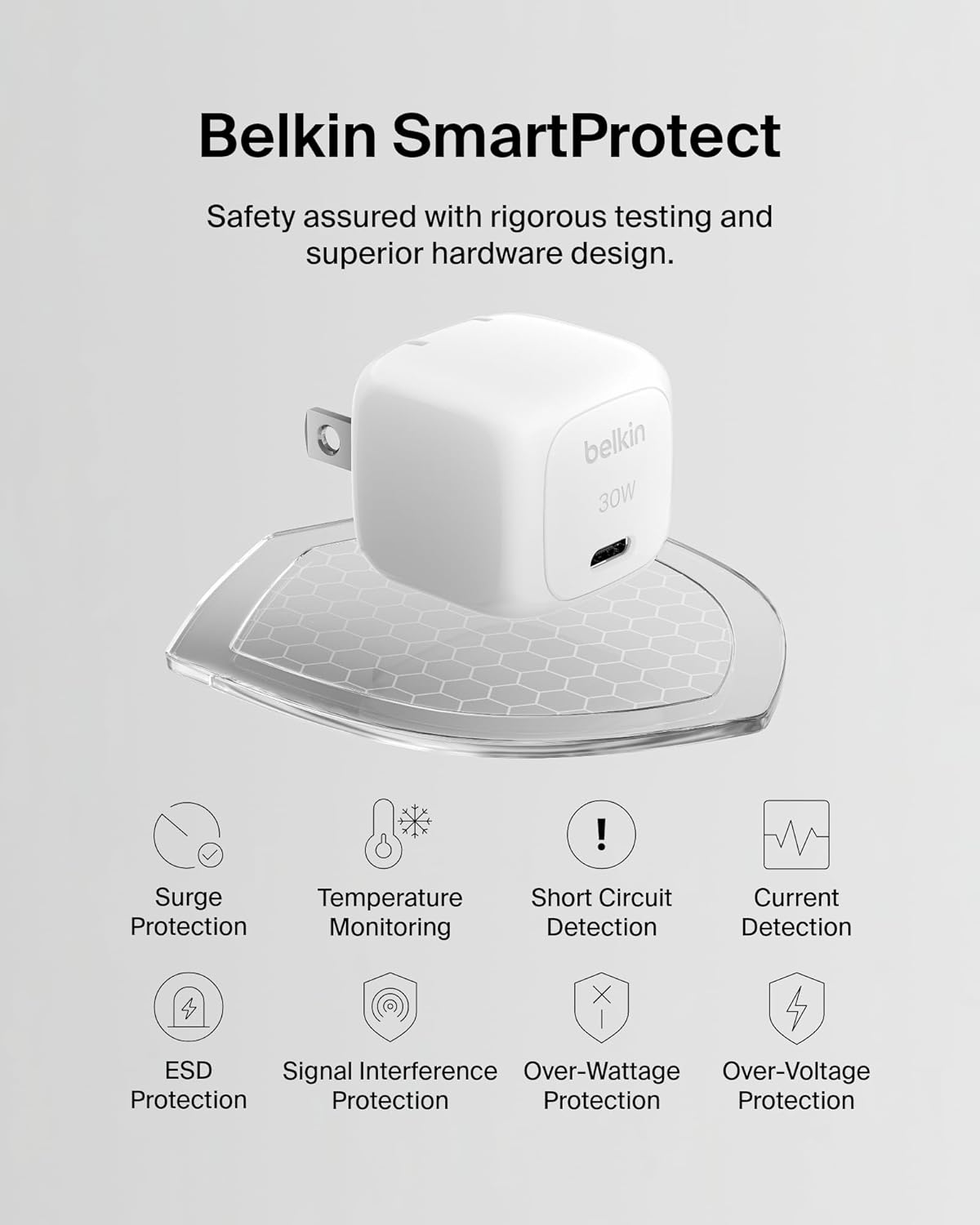 Belkin USB C Charger Block 30W, USB-C PD Super Fast Charging for Apple iPhone 17, Air, Pro, Pro Max, Samsung Galaxy S25, Galaxy S24, iPad, AirPods, Nintendo Switch 2, Google Pixel 10, etc. - White