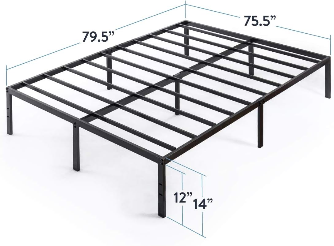 NEW - Best Price King 14 Inch Metal Platform Beds w/ Heavy Duty Steel Slat Mattress Foundation (No Box Spring Needed), King Size, Black - Retail $93