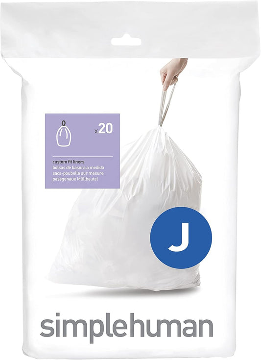 simplehuman Code J Custom Fit Drawstring Trash Bags in Dispenser Packs, 20 Count