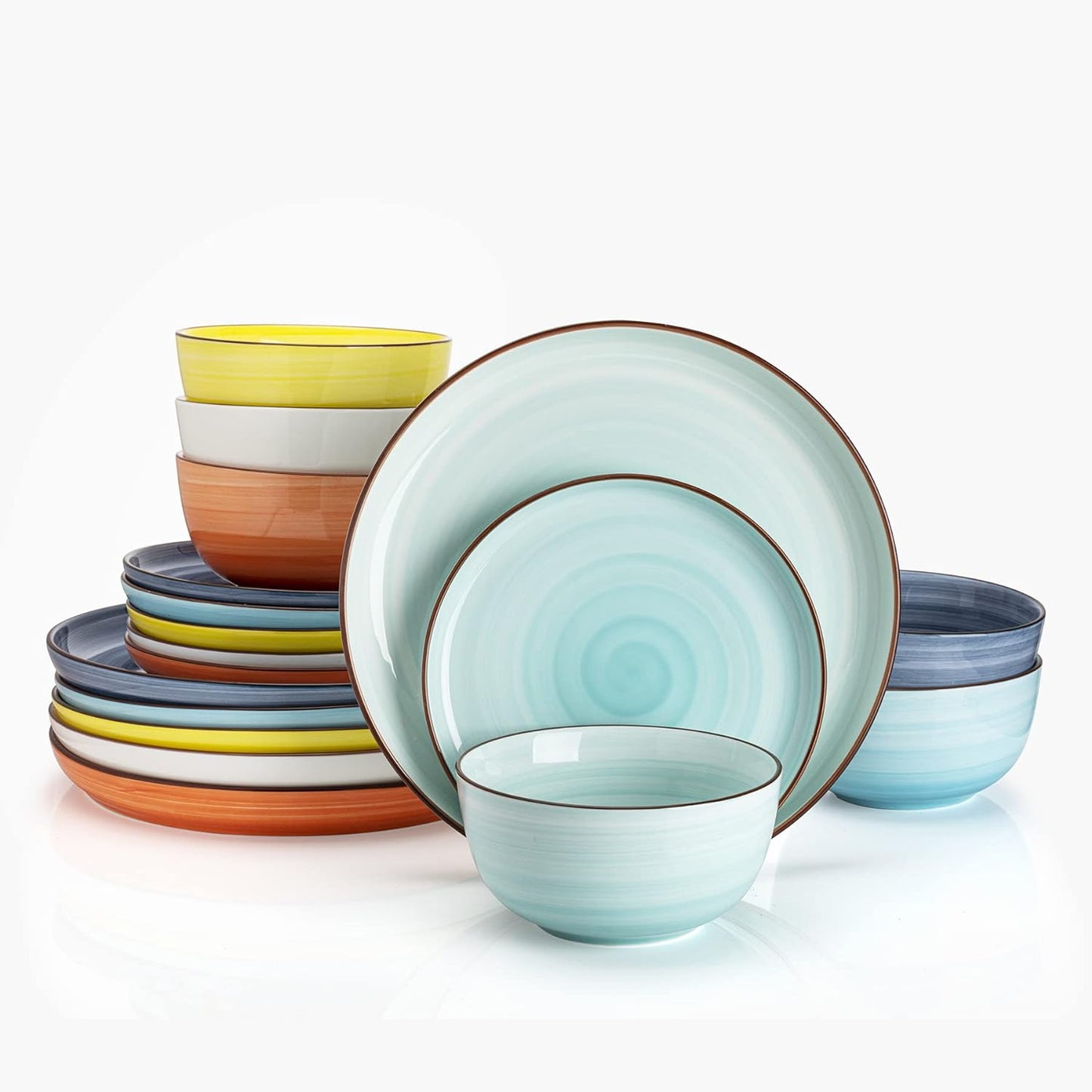 Amazingware Porcelain Dinnerware Set, 18-Piece, Service for 6, Assorted Designs - Retail $119
