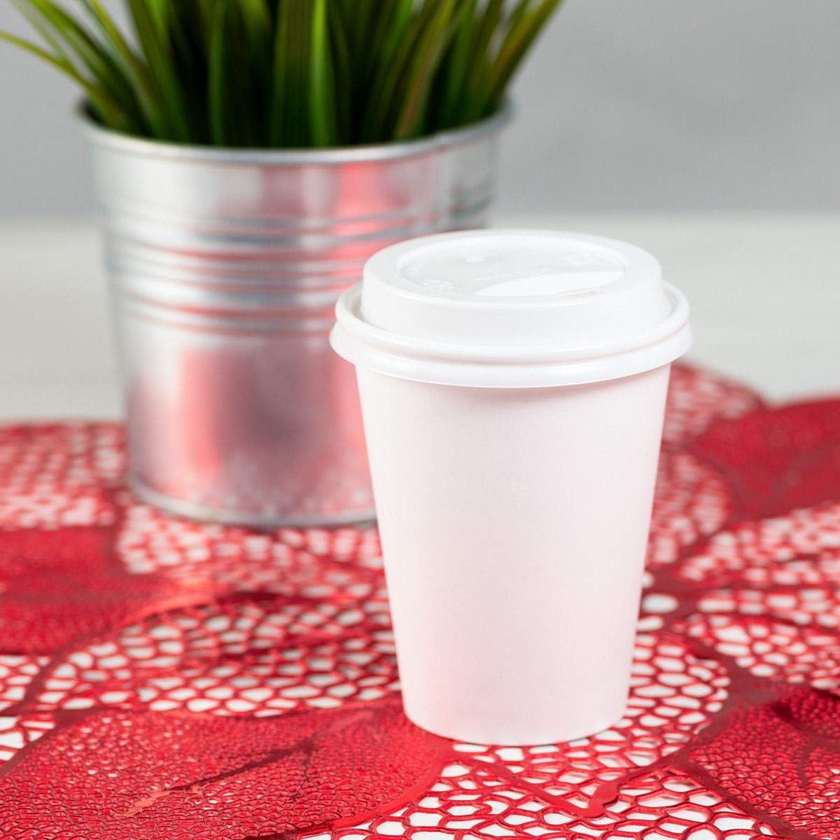 Karat PP Sipper Dome Lid for 8 oz Paper Hot Cup (White) - 1,000 ct