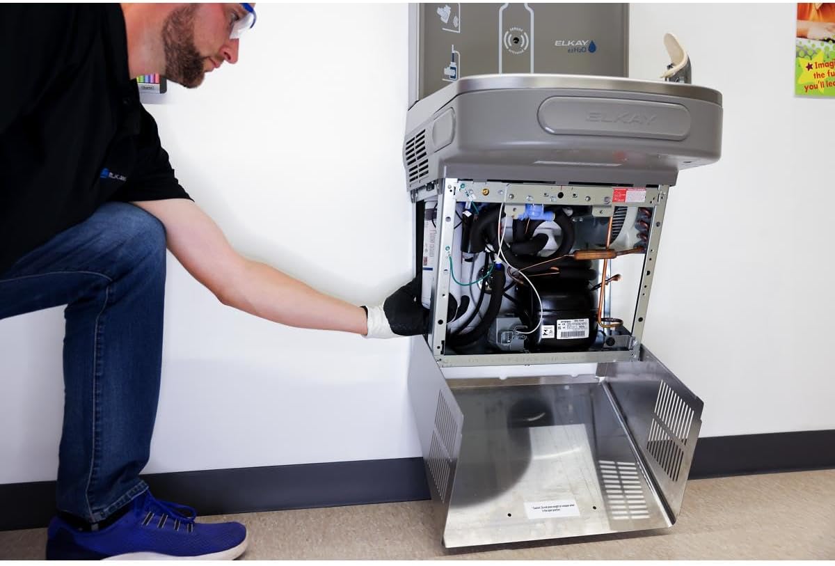 NEW - Elkay LZS8WSSP Enhanced Bottle Filler & Single ADA Cooler Refrigerated Stainless High Capacity Lead Drop Down Wrapper