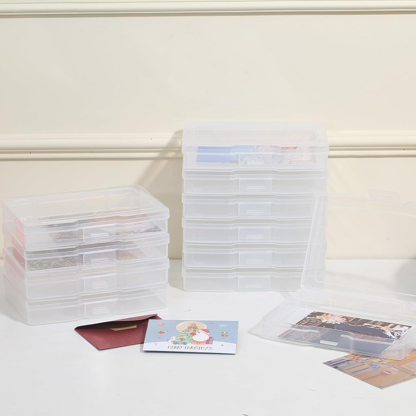 novelinks Transparent 4" x 6" Photo Storage Boxes - Photo Organizer Cases Photo Keeper Picture Storage Containers Box for Photos - 10 PACK (Clear)