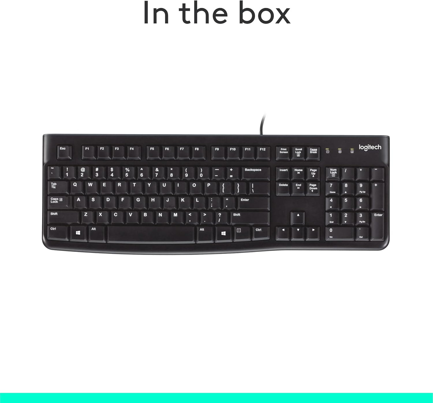 Logitech K120 Wired Keyboard for Windows, Plug and Play, Full-Size, Spill-Resistant, Curved Space Bar, Compatible with PC, Laptop - Black