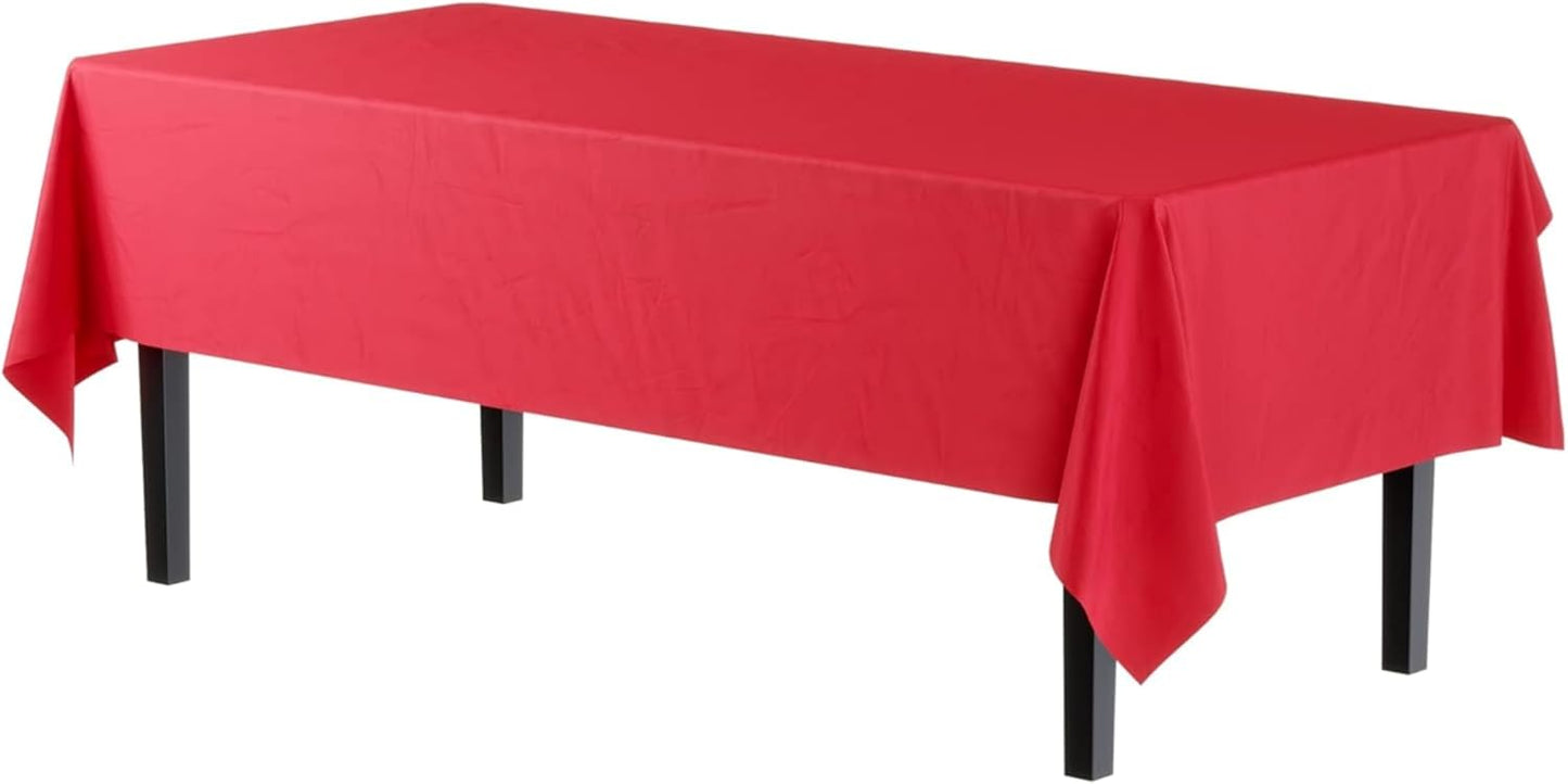 Red Solid Rectangular Plastic Table Cover (54" x 108") 1 Count - Elegant Design & Premium Quality, Ideal For Parties, Events & Everyday Use