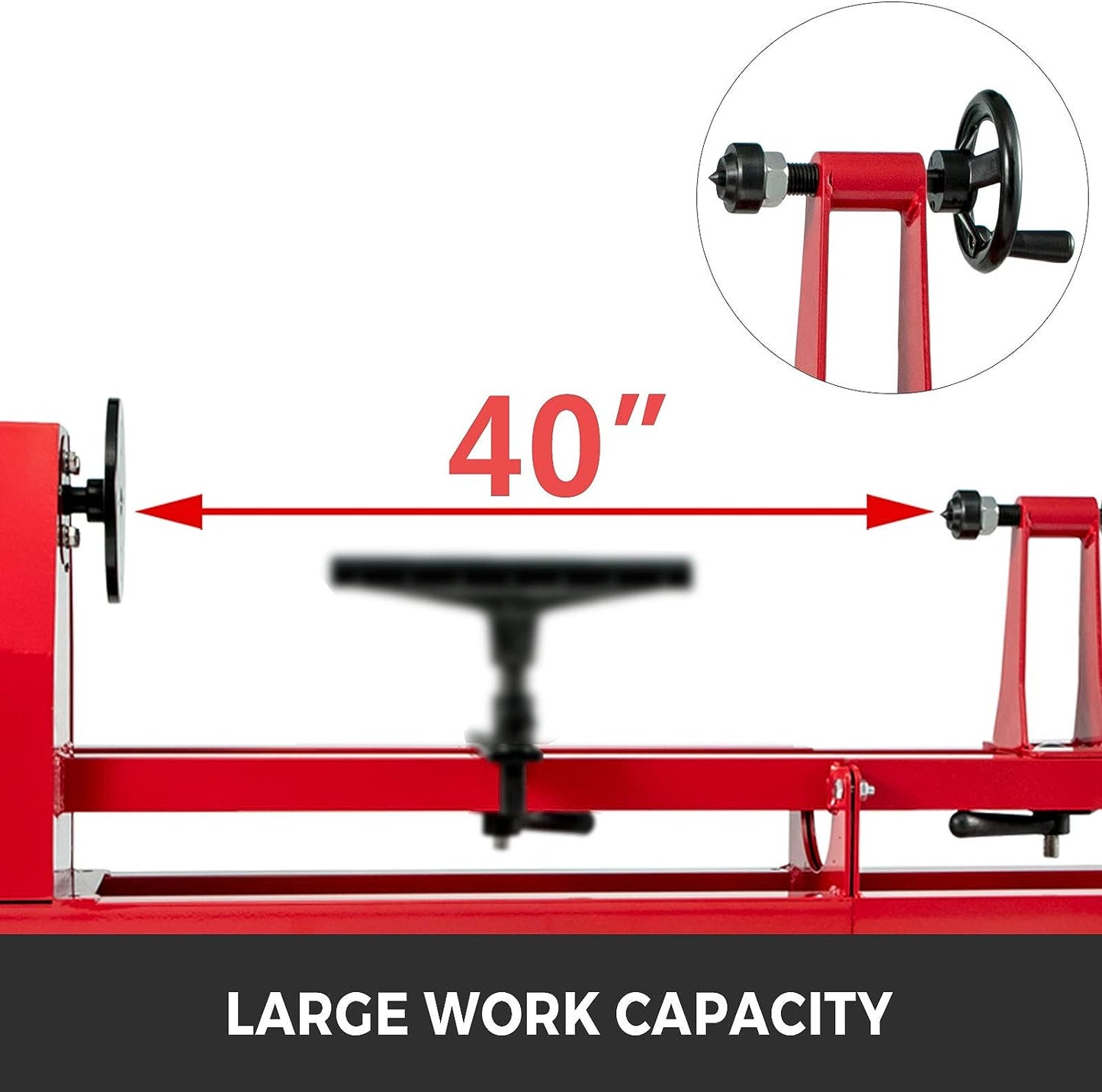 NEW - Mophorn Wood Lathe 14" x 40", Power Wood Turning Lathe 1/2HP 4 Speed 1100/1600/2300/3400RPM, Benchtop Wood Lathe with 3 Chisels Perfect for High Speed Sanding and Polishing of Finished Work - Retail $169