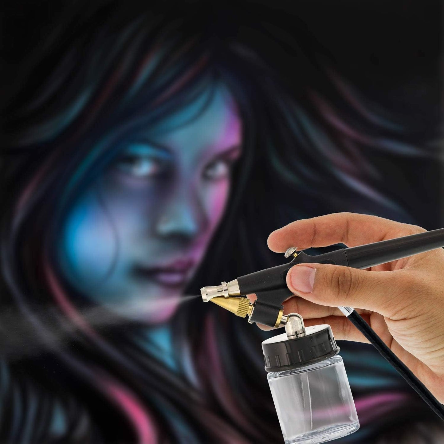 Master Airbrush Model E91 Airbrush Set Master Single-Action External Mix Siphon Feed Airbrush Set with 0.8mm Tip and 1/8" air inlet