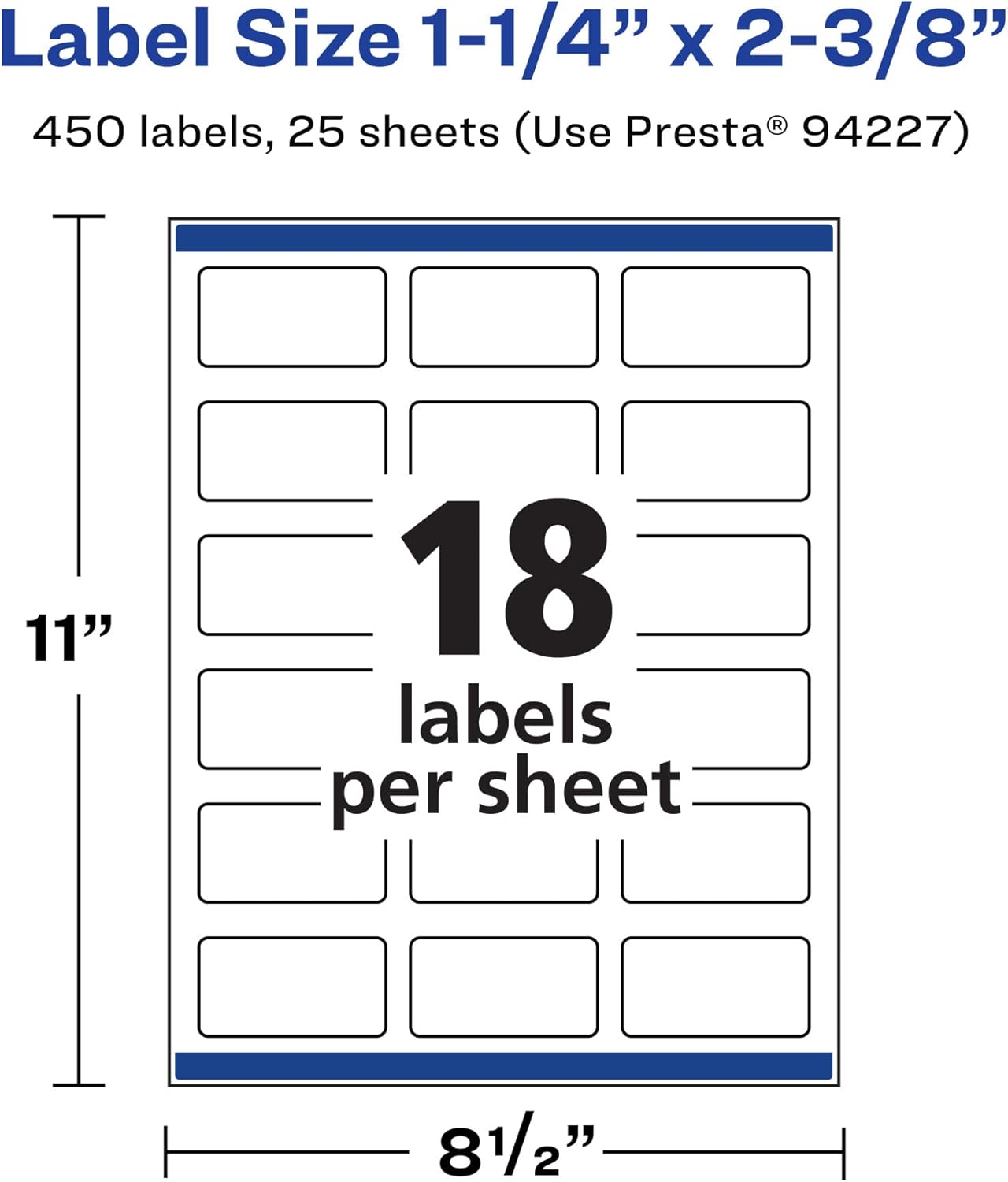 Avery Matte White Rectangle Labels, Sure Feed Technology, 1-1/4" x 2-3/8", 450 Matte White Printable Labels