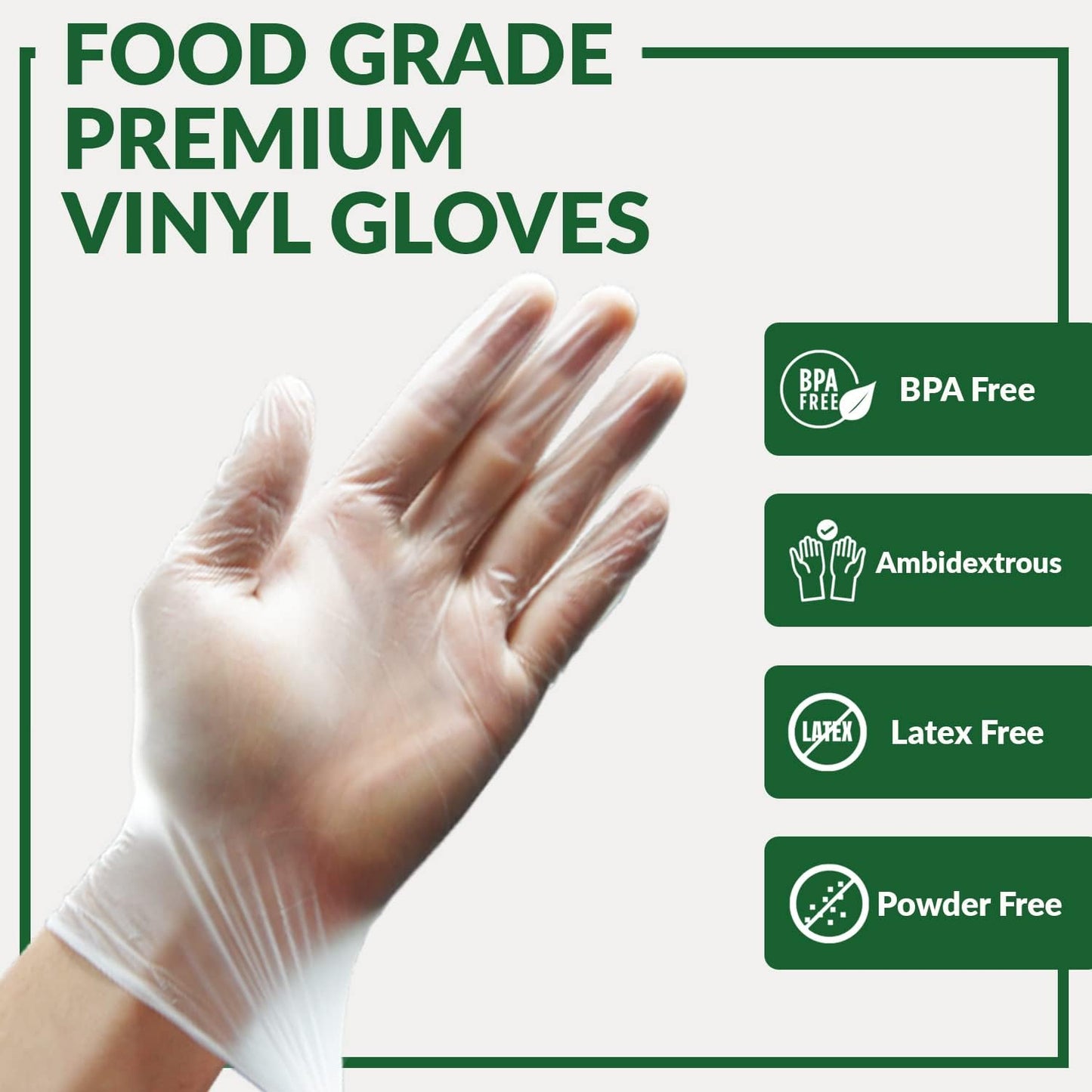 GORILLA SUPPLY 1000 LARGE Disposable Heavy Duty Vinyl Gloves Latex & Powder Free, BPA Free Food Safe