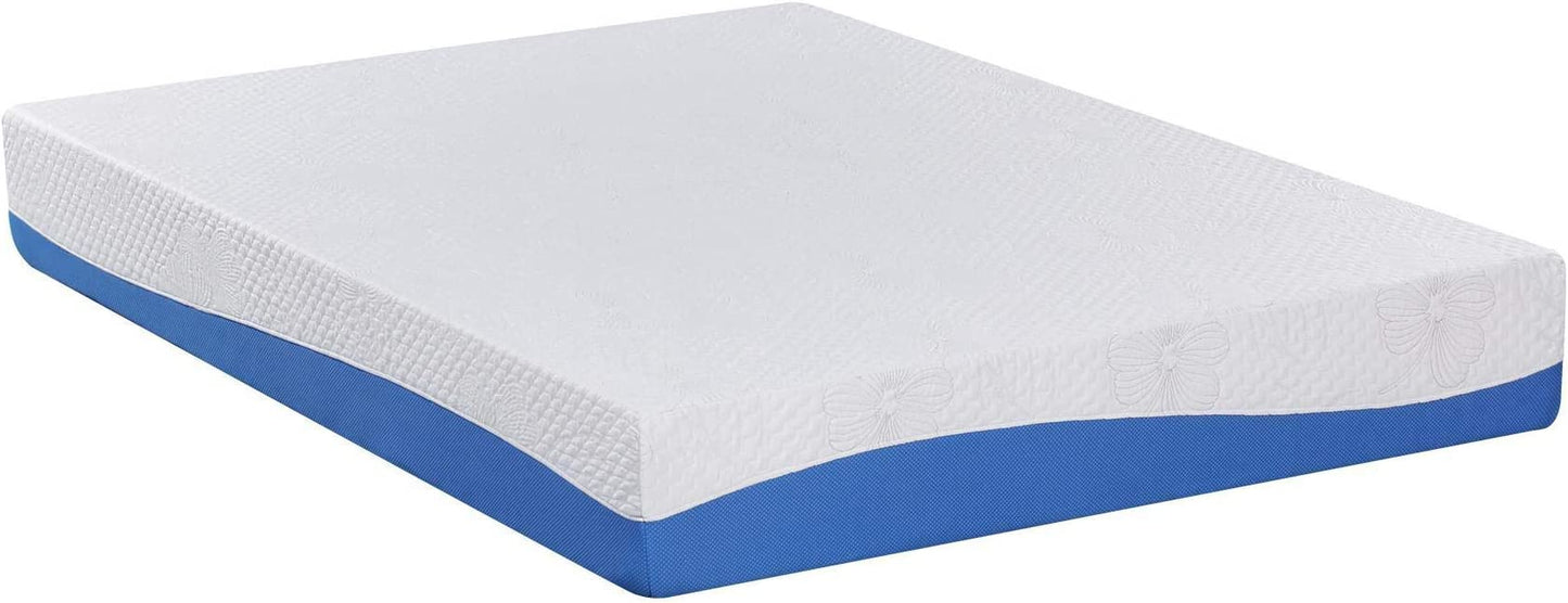 NEW - Olee Sleep 10 Inch CAL KING Gel Memory Foam Mattress, Gel Infused for Comfort and Pressure Relief, CertiPUR-US Certified, Bed-in-a-Box, Medium Firm, Blue, Cal King Size - Retail $347