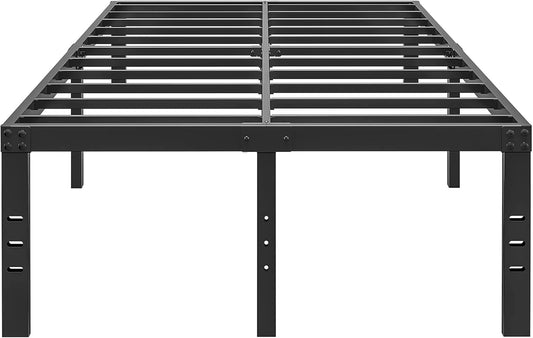 18 Inch QUEEN Metal Bed Frame, No Box Spring Needed - Easy Assembly Heavy Duty Noise Free Narrow Bedframes - Double Black Basic Steel Slats Platform with Storage - Retail $57
