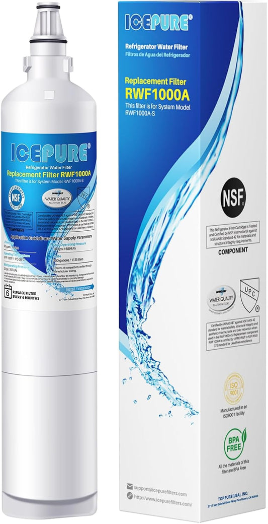 ICEPURE 5231JA2006A Replacement for LG LT600P, KENMORE 9990, 5231JA2006B, KENMORECLEAR 46-9990, 5231JA2006A-S, WFC2001, LSC27931ST, LFX25960ST, FML-2,RWF1000A Refrigerator Water Filter 1PACK