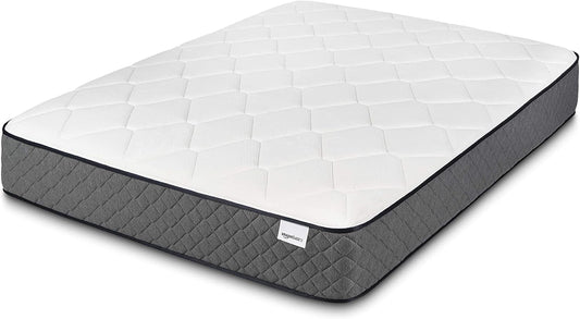 NEW - Amazon Basics TWIN 10 INCH HYBRID Memory Foam Mattress, Twin Size Mattress, Hybrid, 10-Inch, Medium Feel, Motion Isolation Springs, White/Gray - Retail $150