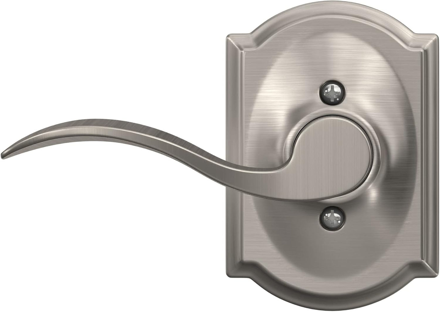 Schlage F10 ACC 619 CAM Accent Door Lever with Camelot Trim, Hall & Closet Passage Lock, Satin Nickel - Retail $29
