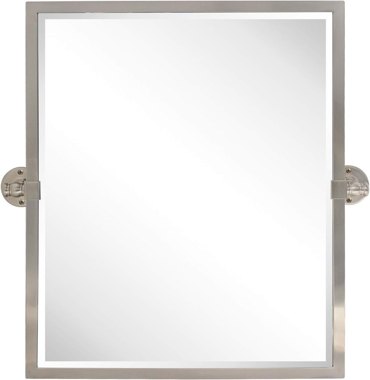 TEHOME Pivot Mirror Brushed Nickel Tilt Rectangle Bathroom Mirror Tilting Metal Framed Beveled Vanity Mirrors, Overall 23.9 x 24 inches (Mirrror 20 x 24 inches)