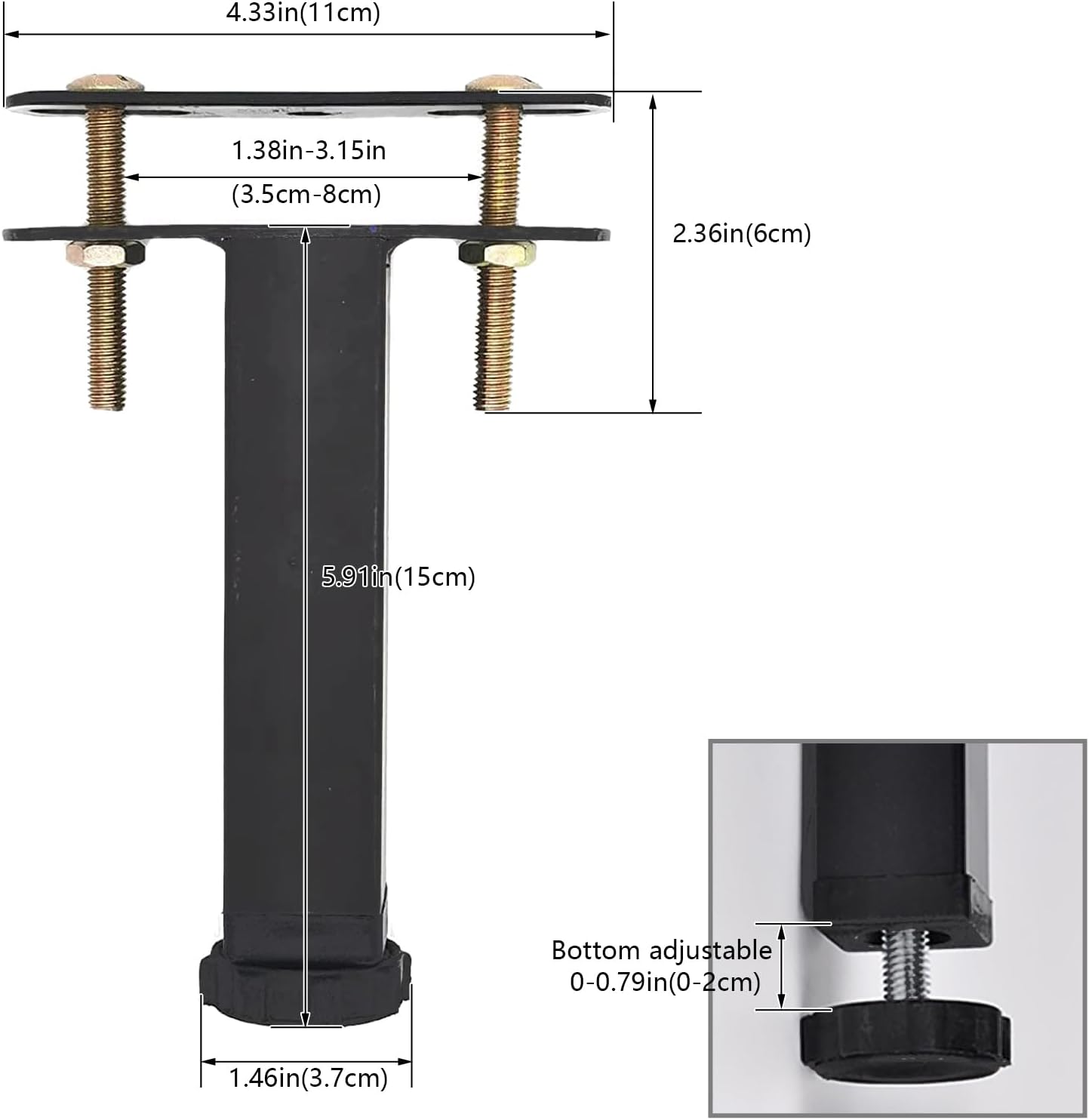 OLAYA Adjustable Bed Legs - Premium Replacement Support Legs for Enhanced Bed Frame Stability, Perfect as Bed Feet, Bed Legs Risers, and Bed Frame Support Beams (4, 5.9"-7")