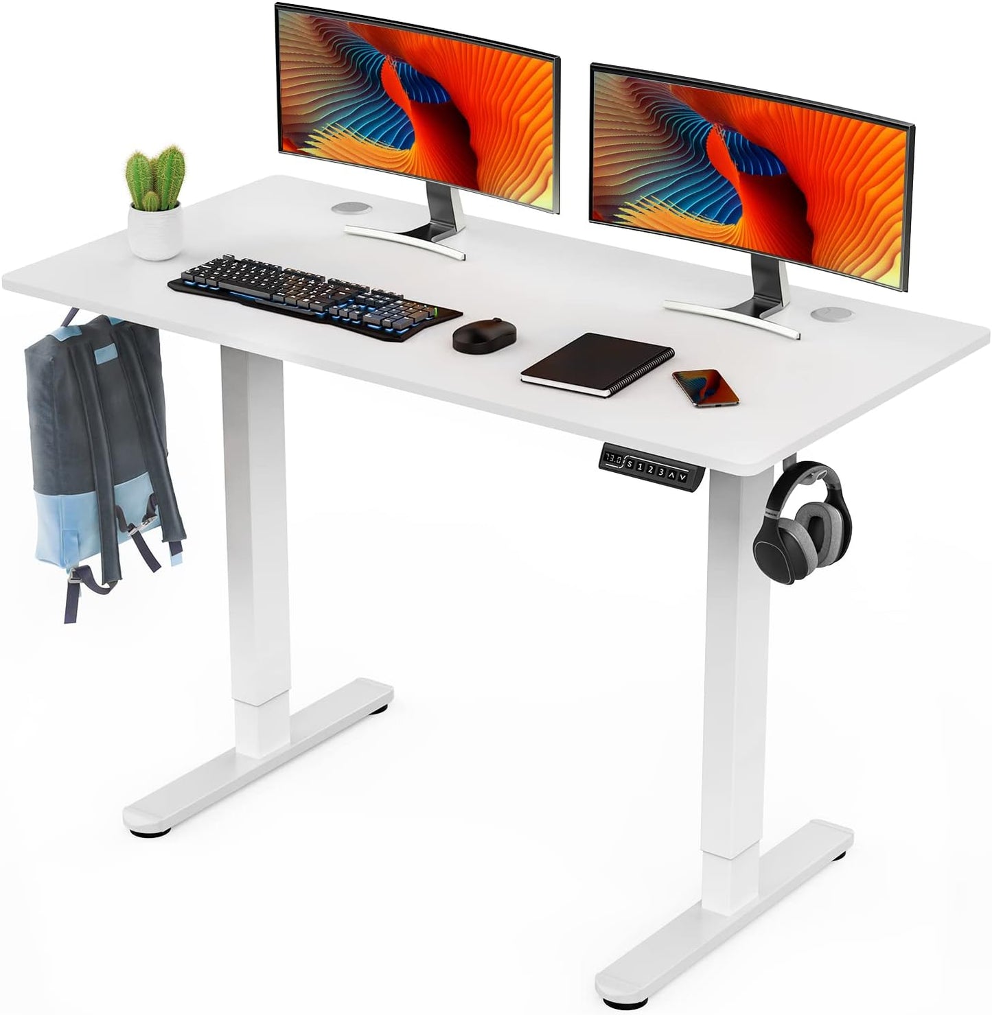 Sweetcrispy Electric Standing Desk, 48 x 24in Adjustable Height Electric Stand up Desk Standing Computer Desk Home Office Desk Ergonomic Workstation with 3 Memory Controller, White - Retail $174