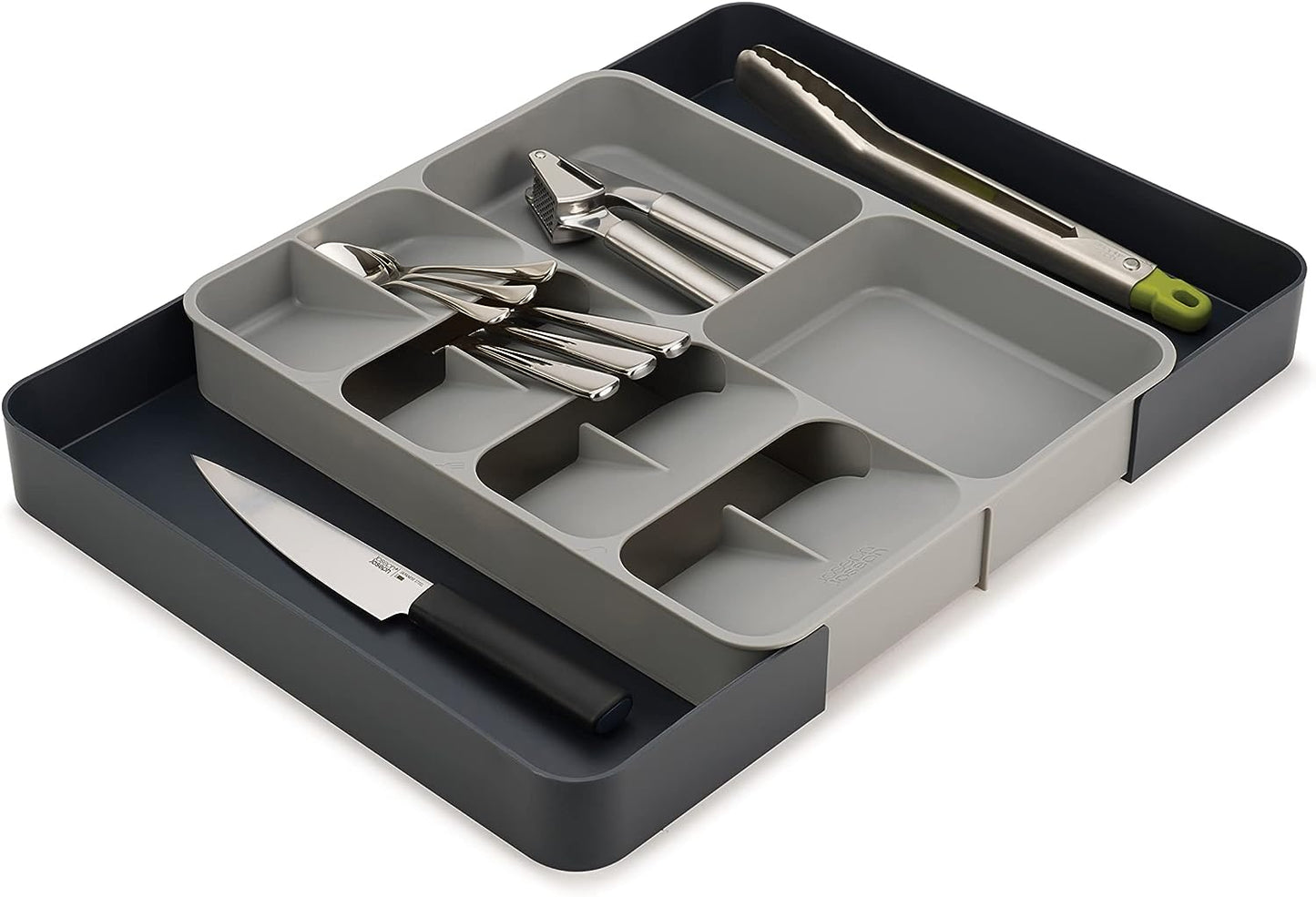 NEW - Joseph Joseph DrawerStore Kitchen Drawer Organizer Tray for Silverware Cutlery Utensils and Gadgets, Expandable, Gray - Retail $18