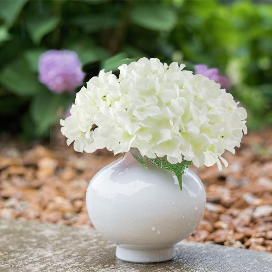 20 Pcs White Hydrangea Artificial Flowers Bulk, Faux Hydrangea Flowers Heads