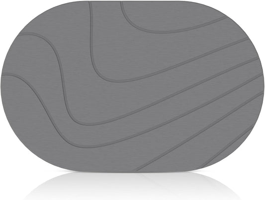 Stone Bath Mats for Bathroom|Diatomaceous Earth Bath Mat|Quick Dry Water Absorbing Bath Mat Large|Non-Slip Bathroom Shower Rug|Easy to Clean (24×16'', Dark Gray, Oval) - Retail $36