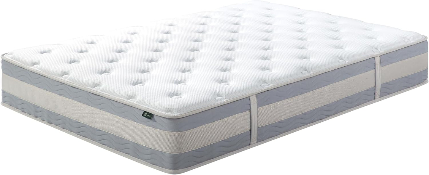 NEW - Zinus 12 Inch KING Cooling Comfort Support Hybrid Mattress [New Version], Fiberglass Free, Medium Plush, Cooling Motion Isolation, Certified Safe Foams & Fabric, Bed-in-A-Box, King - Retail $400