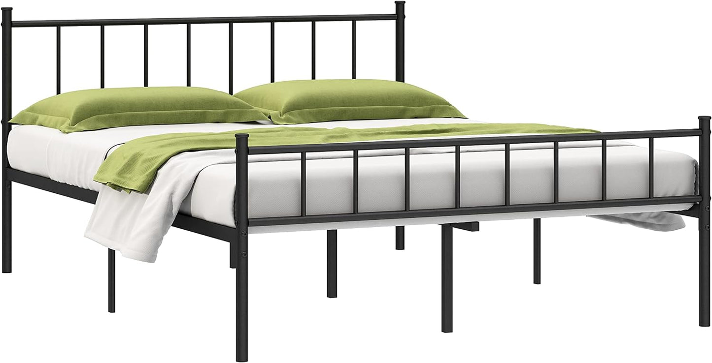 NEW - HLIPHA Queen Size Metal Platform Bed Frame with Heavy Duty Steel Slat Support,14 in Height Easy Assembly Mattress Foundation,No Box Spring Needed,Black - Retail $79