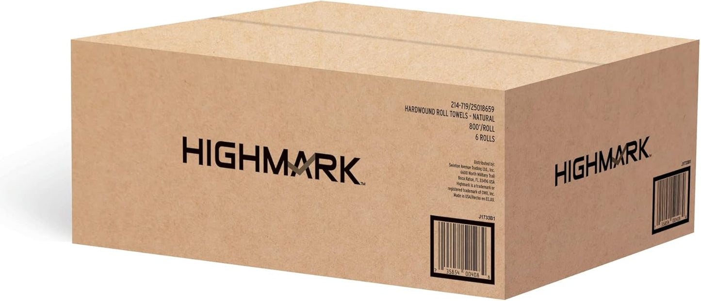 Highmark® Hardwound Paper Towels, 8" x 800', Natural, Case Of 6 Rolls