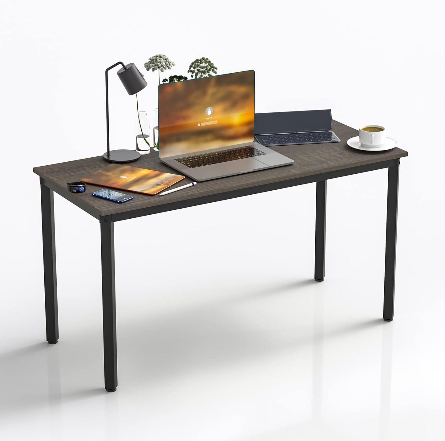 NEW - Anivia Small Computer Desk 39.37 inch Writing Table Wooden Desk Home Office Desk with Metal Legs for Students PC Laptop Workstation, Black Oak - Retail $59