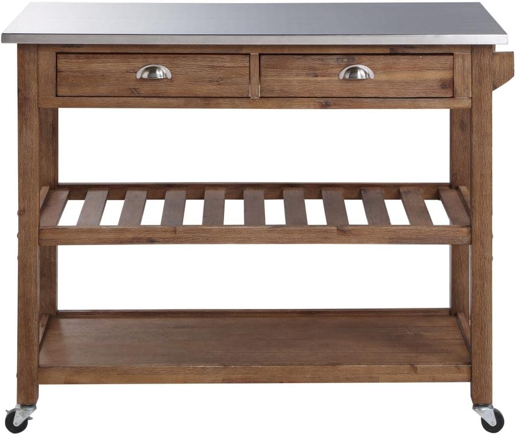 NEW - Boraam Sonoma Kitchen Cart, Barnwood Wire-Brush - Retail $245