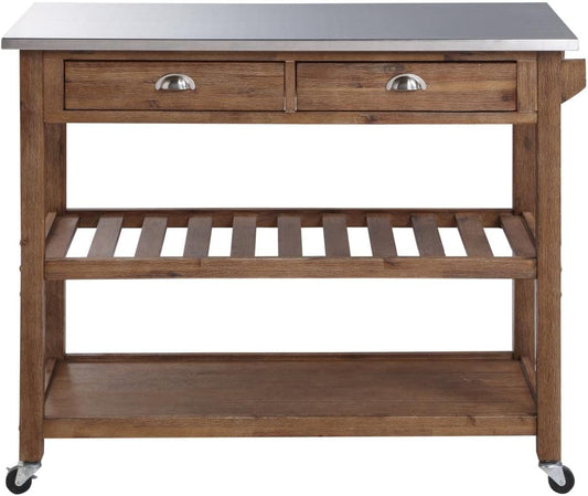 NEW - Boraam Sonoma Kitchen Cart, Barnwood Wire-Brush - Retail $245