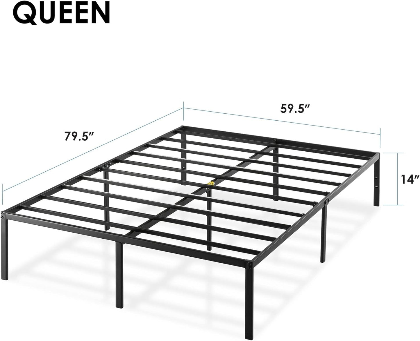 NEW - Best Price Mattress QUEEN 14 Inch Metal Platform Beds w/ Heavy Duty Steel Slat Mattress Foundation (No Box Spring Needed), Queen, Black - Retail $77