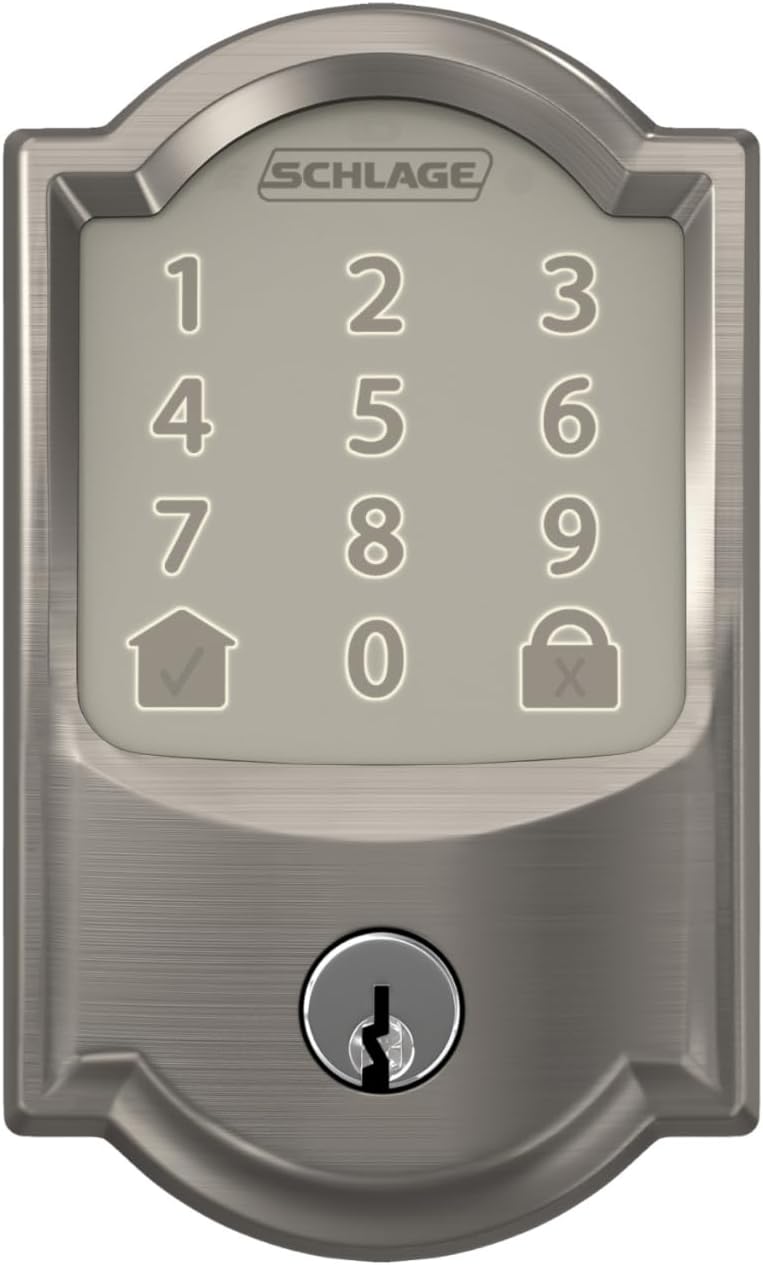Schlage Encode Smart Wi-Fi Deadbolt with Camelot Trim in Satin Nickel - Retail $228