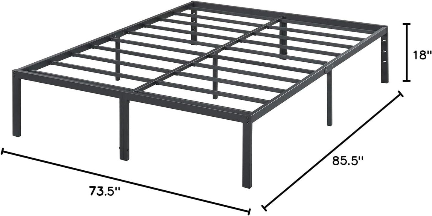 NEW - Olee Sleep CAL KING 18 Inch Heavy Duty Steel Slat Anti-Slip Support, Easy Assembly Platform Bed Frame, Noise Free Steel Mattress Foundation, Maximum Storage, No Box Spring Needed, Black, Cal King Size - Retail $67
