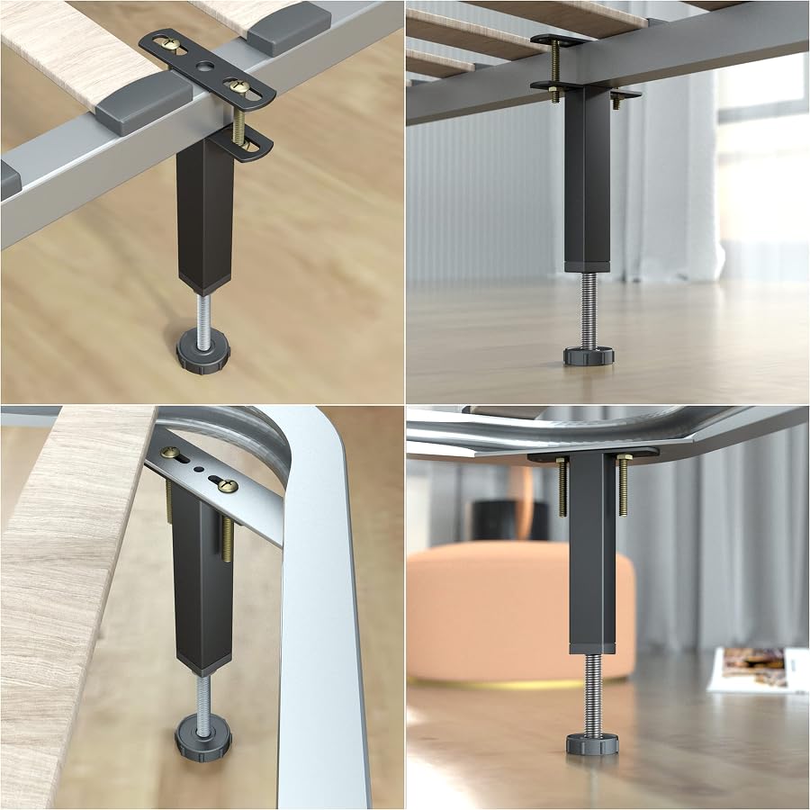 OLAYA Adjustable Bed Legs - Premium Replacement Support Legs for Enhanced Bed Frame Stability, Perfect as Bed Feet, Bed Legs Risers, and Bed Frame Support Beams (4, 5.9"-7")