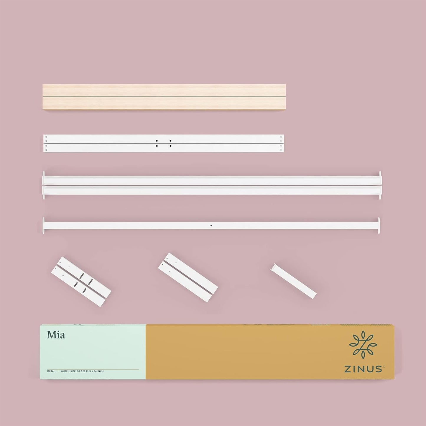 NEW - ZINUS TWIN Mia Metal Platform Bed Frame WHITE, Wood Slat Support, No Box Spring Needed, Easy Assembly, White, Twin - Retail $89