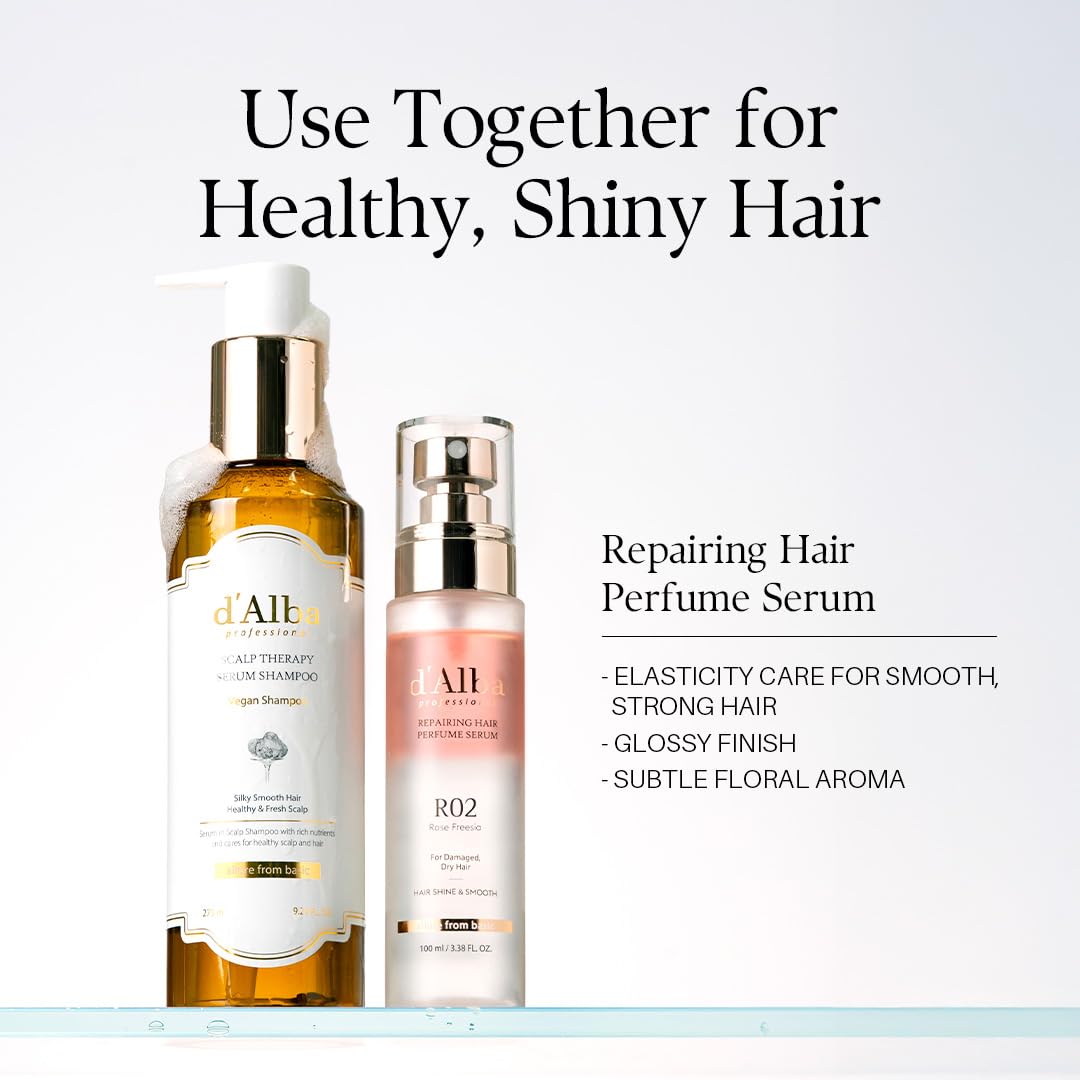 d'alba Piedmont Professional Repairing Scalp Therapy Serum Shampoo 275ml, Mild and Vegan Formula, Gentle Hair and Scap Treatment